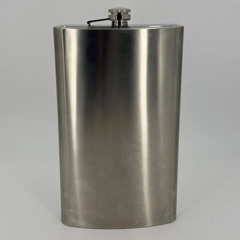 Jumbo 60oz Stainless Steel Flask Large Oversized Liquor Container Screw Cap